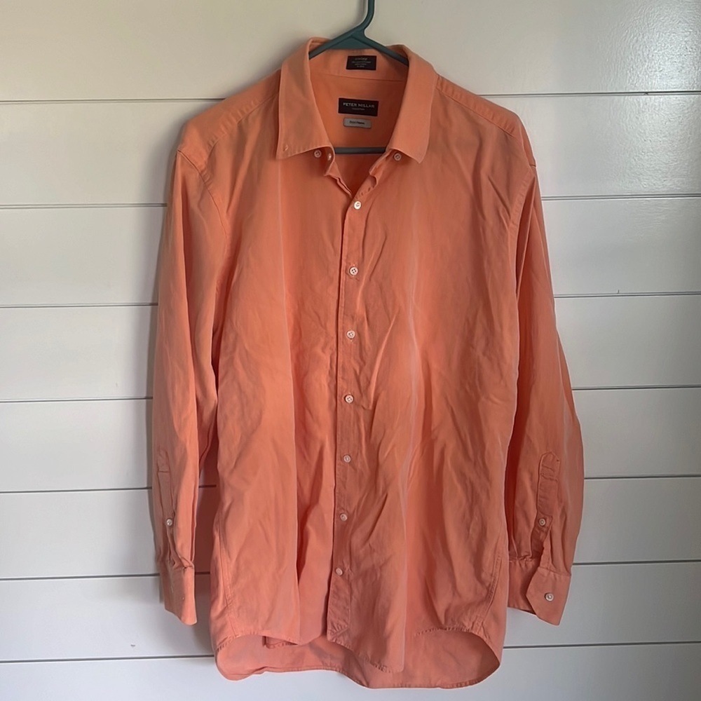 Peter Millar Orange Casual Button Down Shirt